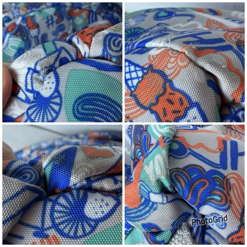 Kipling Dawson Laptop Backpack Fun In The sun Blue Pockets Travel All Over Print